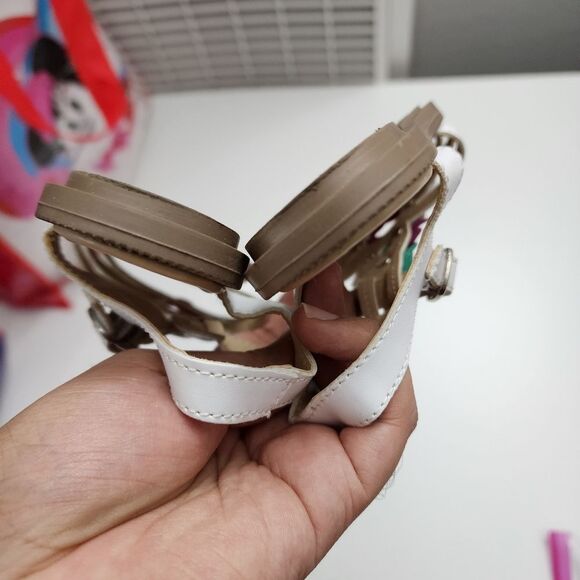 Girls Andrea White & Colorful Flower Floral Sandals Size 10 - Picture 6 of 12